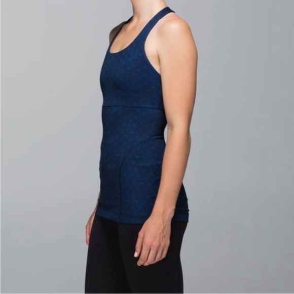 Lululemon Power Up Tank II Sashico Star Inkwell Rugged Blue Black Sz 12 - Picture 14 of 15